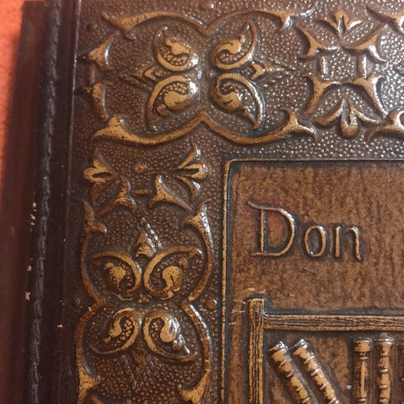 Antique Tooled Don Quyote de La Mancha hard leather notepad holder - Picture 5 of 10